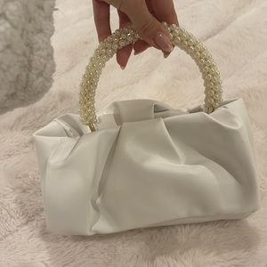 Pearl leather white purse